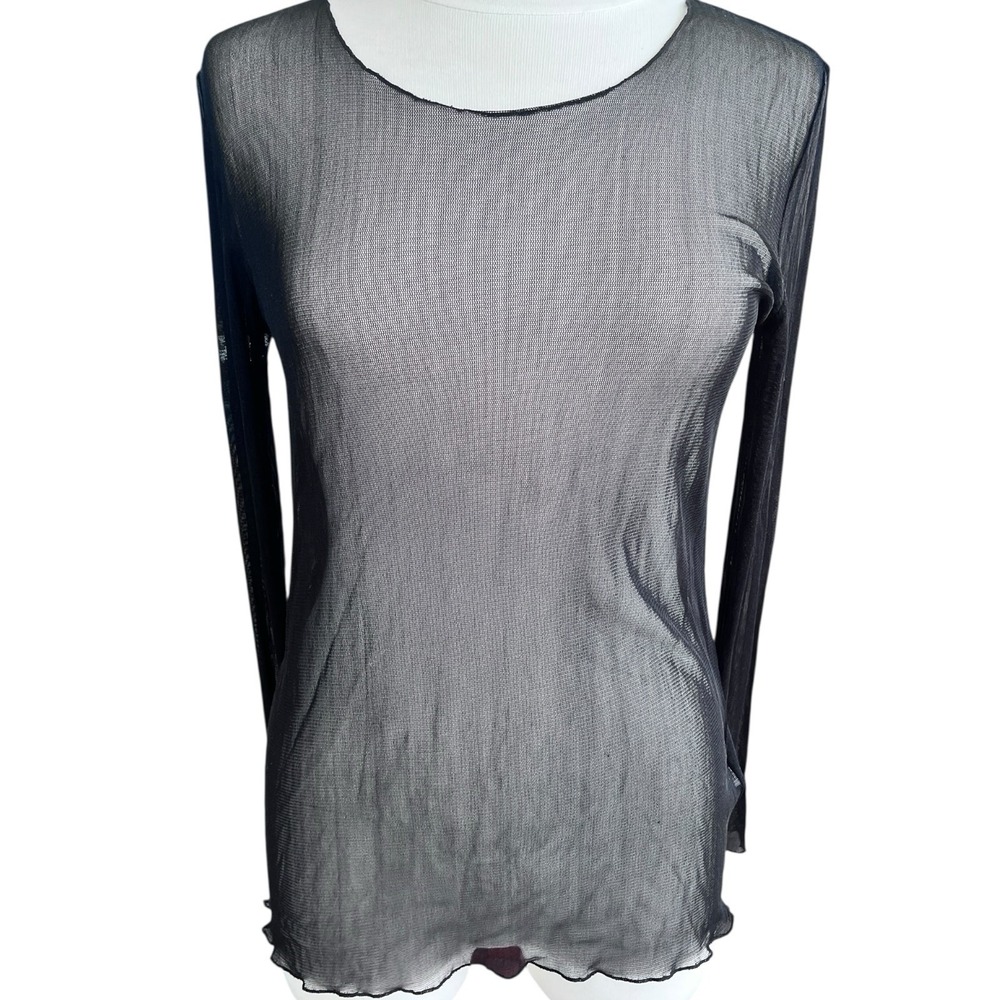 LilySilk Sheer 100% Mulberry Silk Long Sleeve Shirt Lrg BodyCon Quiet Luxury